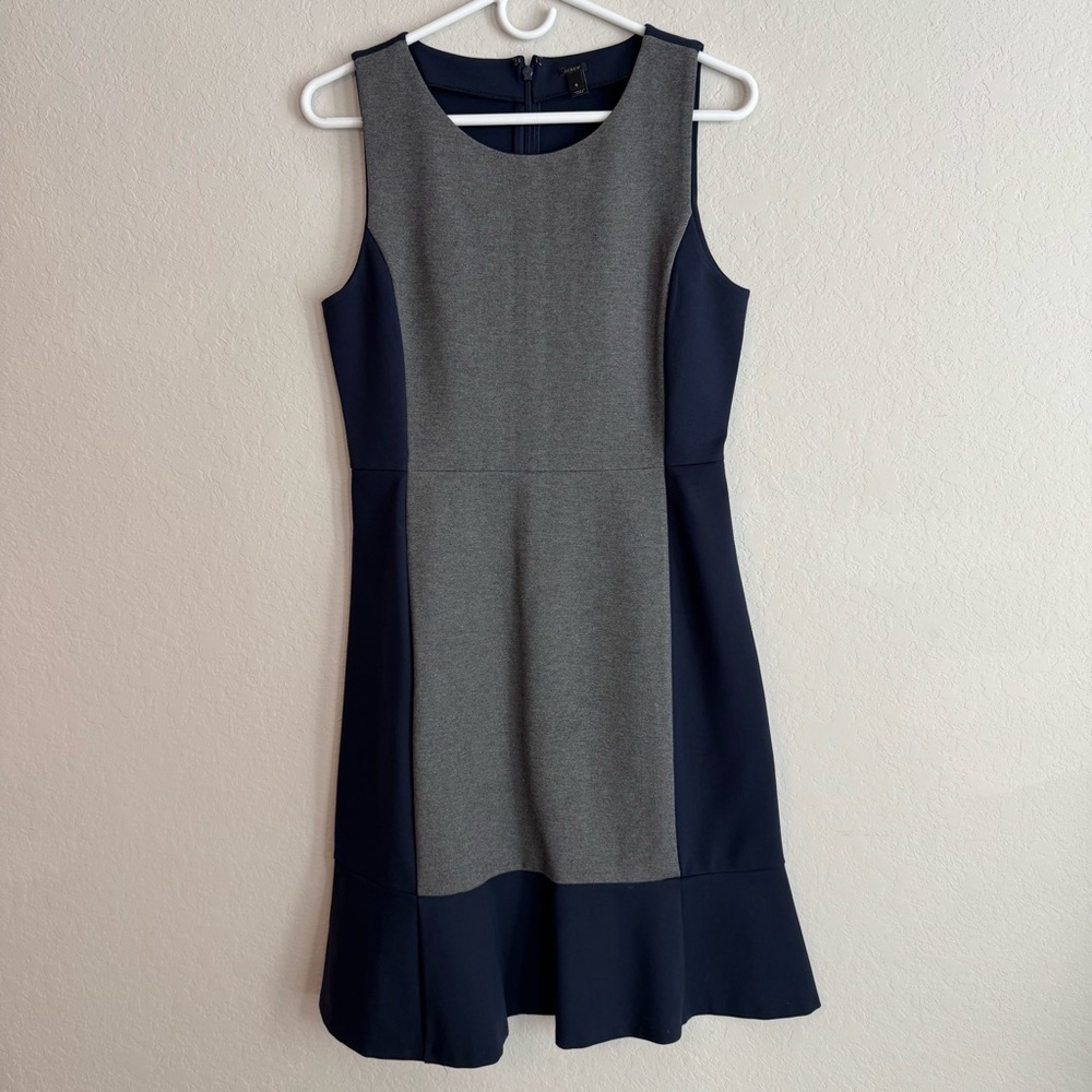 J. Crew Colorblock Gray and Navy Sleeveless Mini Dress